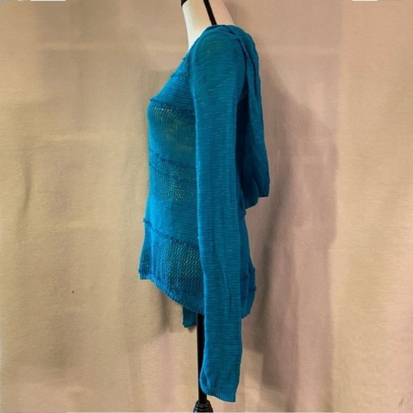 Yellow Bird Anthropologie turquoise knit Patched Heather Hoodie - Picture 5 of 10